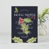 Weihnachtsbeeren Winter Brautparty Party Einladung (Stehend Vorderseite)