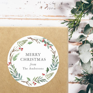 Weihnachtsbeerengirlande Weihnachtsgeschenk Runder Aufkleber