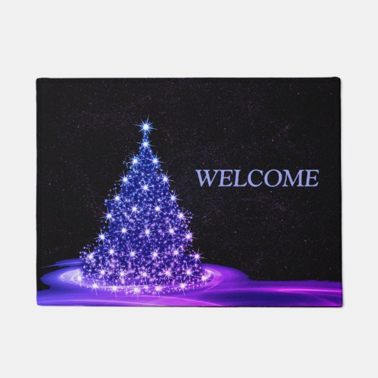 Weihnachtsbegrüßung Pink Blau Winter Schwarz Rusti Fußmatte (Vorderseite)