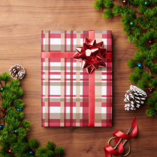 Weihnachtsbeige-Tätersäcke kariert Geschenkpapier