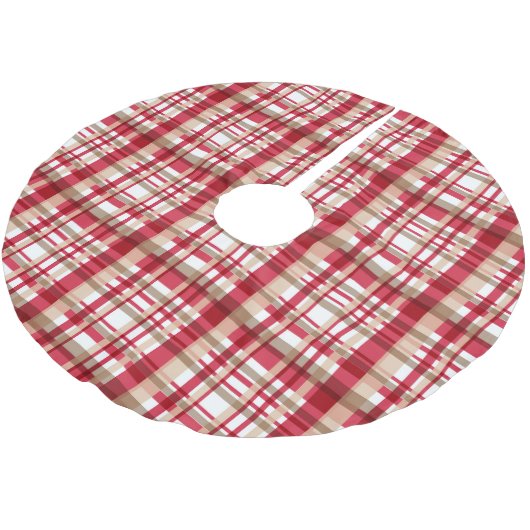 Weihnachtsbeige-Tätersäcke kariert Polyester Weihnachtsbaumdecke (Schrägansicht)