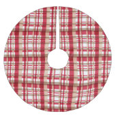 Weihnachtsbeige-Tätersäcke kariert Polyester Weihnachtsbaumdecke (Vorderseite)