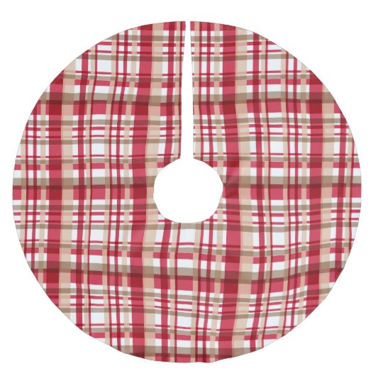 Weihnachtsbeige-Tätersäcke kariert Polyester Weihnachtsbaumdecke (Vorderseite)