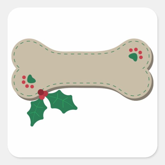 Weihnachtsbein Quadratischer Aufkleber (Vorderseite)