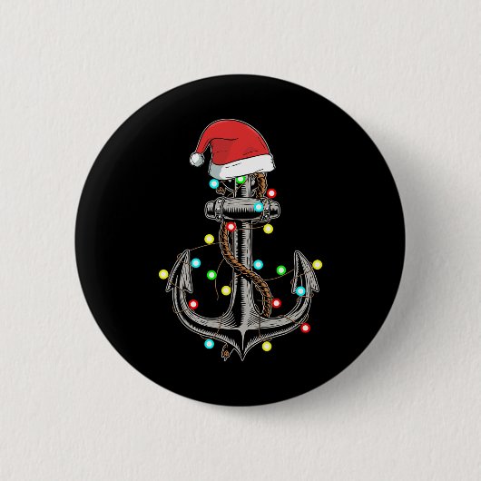Weihnachtsbeleuchtung Anker Boot Segeln Lustiges B Button (Vorderseite)
