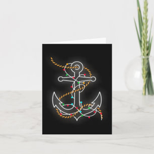 Weihnachtsbeleuchtung Ankerboot Santa Sailing Karte