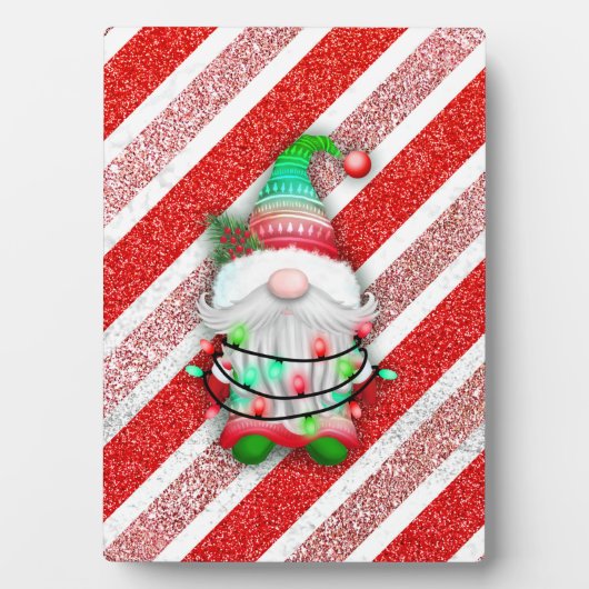 Weihnachtsbeleuchtung auf Candy Cane Glitzer Fotoplatte (Vorderseite)