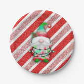 Weihnachtsbeleuchtung auf Candy Cane Glitzer Pappteller (Vorderseite)