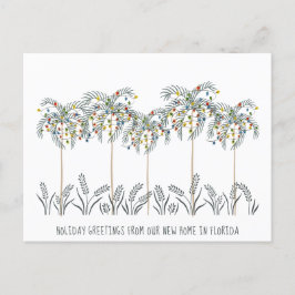 Weihnachtsbeleuchtung auf Palmen Ankündigungspostkarte