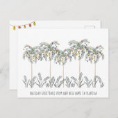 Weihnachtsbeleuchtung auf Palmen Ankündigungspostkarte (Vorne/Hinten)