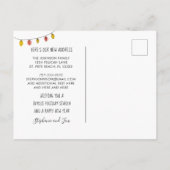 Weihnachtsbeleuchtung auf Palmen Ankündigungspostkarte (Rückseite)