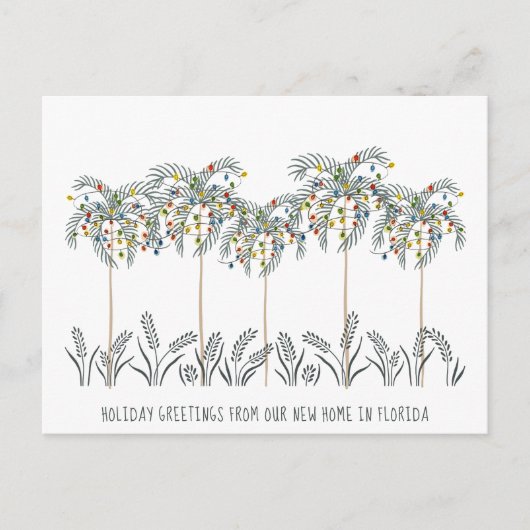 Weihnachtsbeleuchtung auf Palmen Ankündigungspostkarte (Vorderseite)