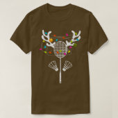 Weihnachtsbeleuchtung Badminton Racket Funny Xmas T-Shirt (Design vorne)