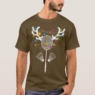 Weihnachtsbeleuchtung Badminton Racket Funny Xmas T-Shirt