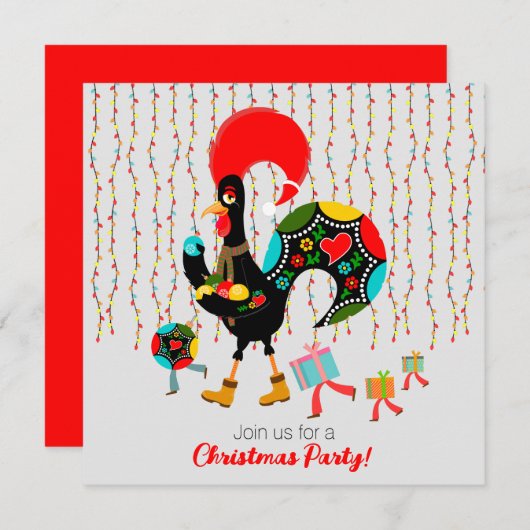 Weihnachtsbeleuchtung, Baubel, Geschenke und Raste Einladung (Vorne/Hinten)