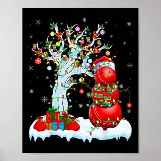 Weihnachtsbeleuchtung Baum Lustiger Schneemann Cri Poster (Vorne)