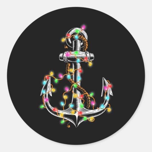 Weihnachtsbeleuchtung Bootfahren Anchor Santa Sail Runder Aufkleber (Vorderseite)