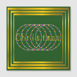 Weihnachtsbeleuchtung Design auf Grün mit Gold Magnetkarte