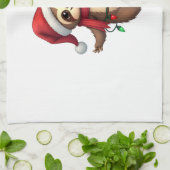 Weihnachtsbeleuchtung Faultier mit Weihnachtshut - Geschirrtuch (Gefaltet)