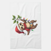Weihnachtsbeleuchtung Faultier mit Weihnachtshut - Geschirrtuch (Vertikal)