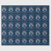 Weihnachtsbeleuchtung Foto Blau Personalisiert Geschenkpapier (Flach)