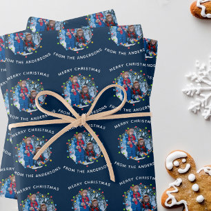 Weihnachtsbeleuchtung Foto Blau Personalisiert Geschenkpapier Set