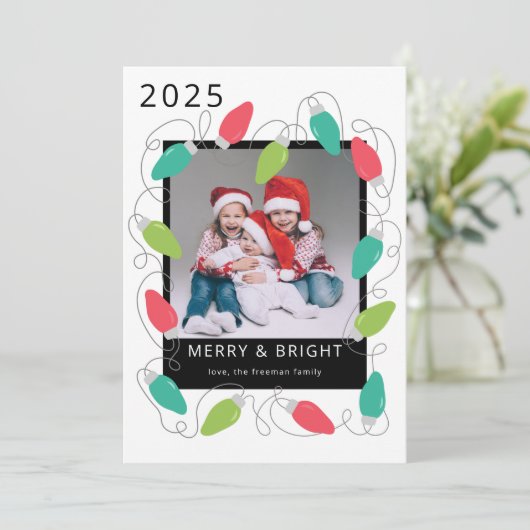 Weihnachtsbeleuchtung Fotokarte Feiertagskarte (Stehend Vorderseite)