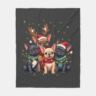 Weihnachtsbeleuchtung Französische Bulldoggen Weih Fleecedecke