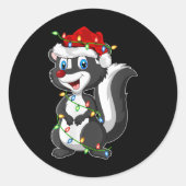 Weihnachtsbeleuchtung für Frauen Santa-Hut Skunk W Runder Aufkleber (Vorderseite)