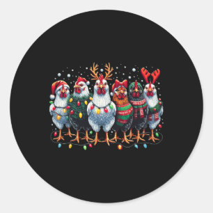 Weihnachtsbeleuchtung für Hühner Weihnachten Weihn Runder Aufkleber