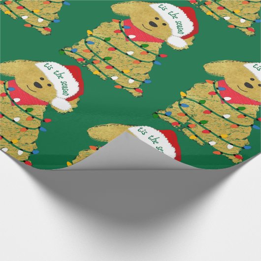 Weihnachtsbeleuchtung Goldendoodle Geschenkpapier (Ecke)