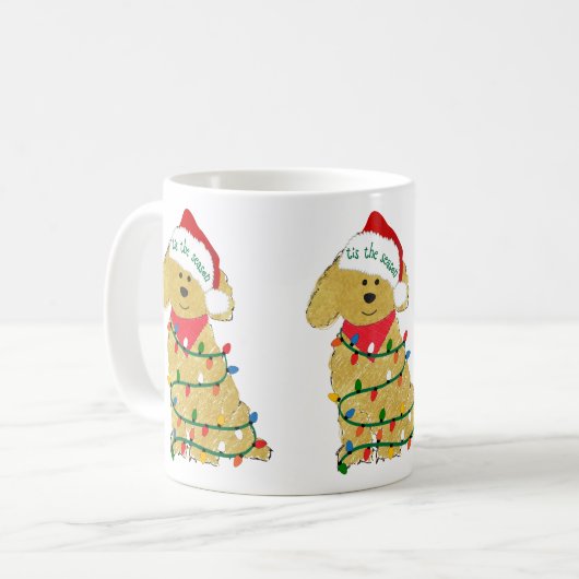 Weihnachtsbeleuchtung Goldendoodle Kaffeetasse (Vorderseite Links)