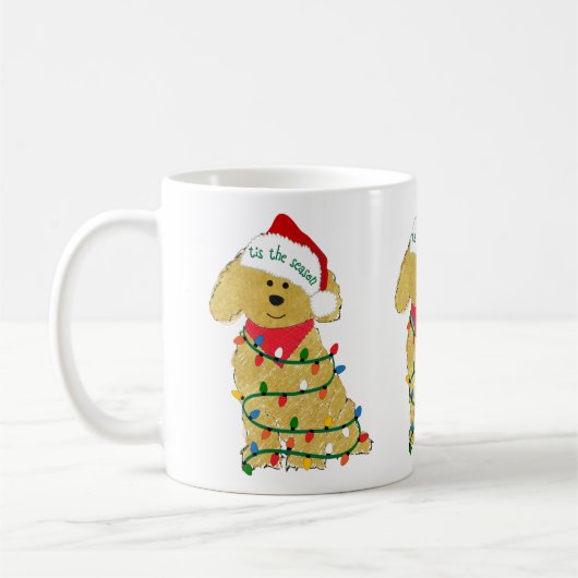 Weihnachtsbeleuchtung Goldendoodle Kaffeetasse (Links)