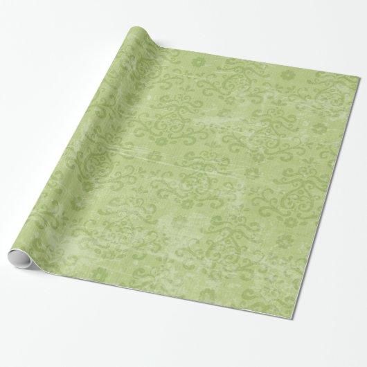 Weihnachtsbeleuchtung Green Damask Lace Wrapping P Geschenkpapier (Ungerollt)