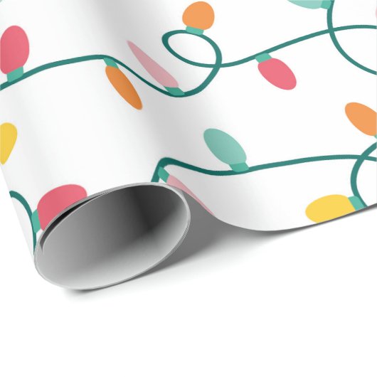 Weihnachtsbeleuchtung im weißen Hintergrund Geschenkpapier (Rolleneckpunkt)