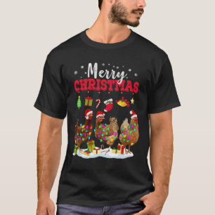 Weihnachtsbeleuchtung in Hühnern Merry Xmas Famili T-Shirt