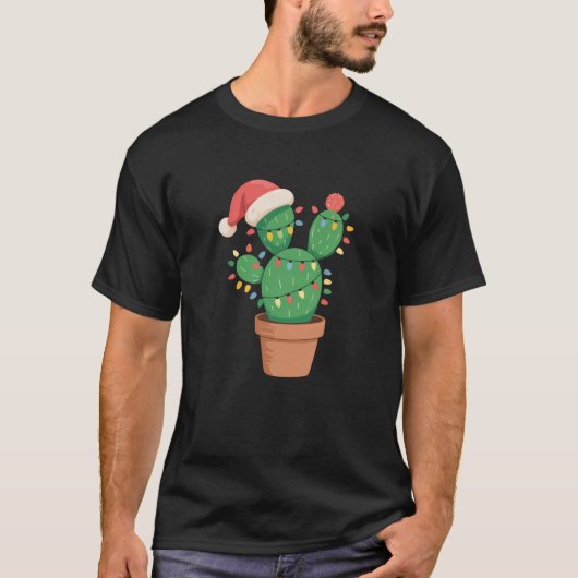 Weihnachtsbeleuchtung Kaktus Lover Funny Xmas für T-Shirt (Vorderseite)