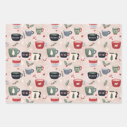 Weihnachtsbeleuchtung, Kleid & Kakao Geschenkpapier Set (Vorderseite 2)