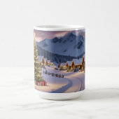 Weihnachtsbeleuchtung Landschaft mit Schnee Kaffeetasse (Mittel)