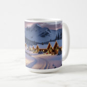 Weihnachtsbeleuchtung Landschaft mit Schnee Kaffeetasse (VorderseiteRechts)