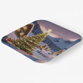 Weihnachtsbeleuchtung Landschaft mit Schnee Pappteller (Gewinkelt)