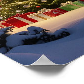 Weihnachtsbeleuchtung Landschaft mit Schnee Poster (Ecke)