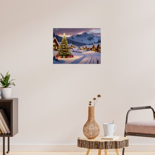 Weihnachtsbeleuchtung Landschaft mit Schnee Poster (Wohnzimmer 3)