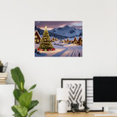 Weihnachtsbeleuchtung Landschaft mit Schnee Poster (Heimbüro)