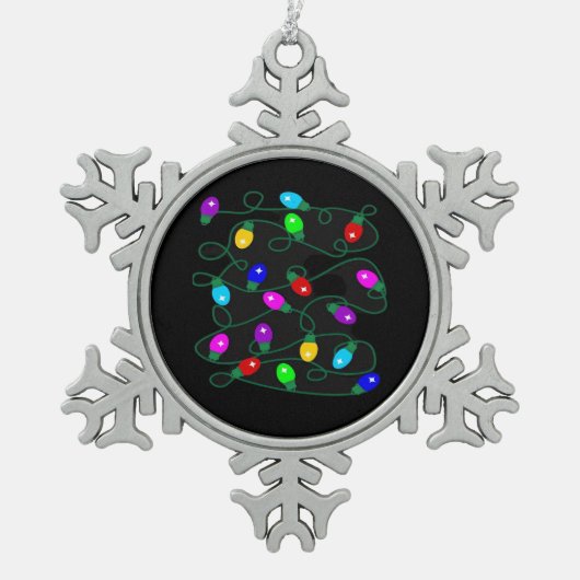 Weihnachtsbeleuchtung - Lasst uns die Lichter leuc Schneeflocken Zinn-Ornament (Vorderseite)