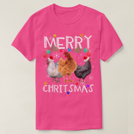 Weihnachtsbeleuchtung Merry Xmas Hühnchen T-Shirt (Design vorne)