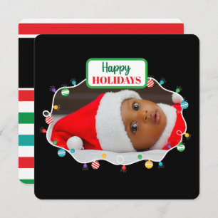 Weihnachtsbeleuchtung (mit Ihrem eigenen Foto) Wei Feiertagskarte