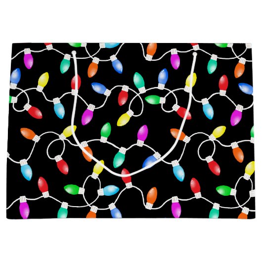 Weihnachtsbeleuchtung Muster Große Geschenktüte (Vorderseite)