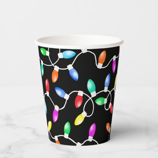 Weihnachtsbeleuchtung Muster Pappbecher (Rückseite)