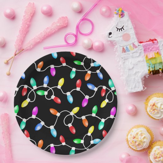 Weihnachtsbeleuchtung Muster Pappteller (Party)